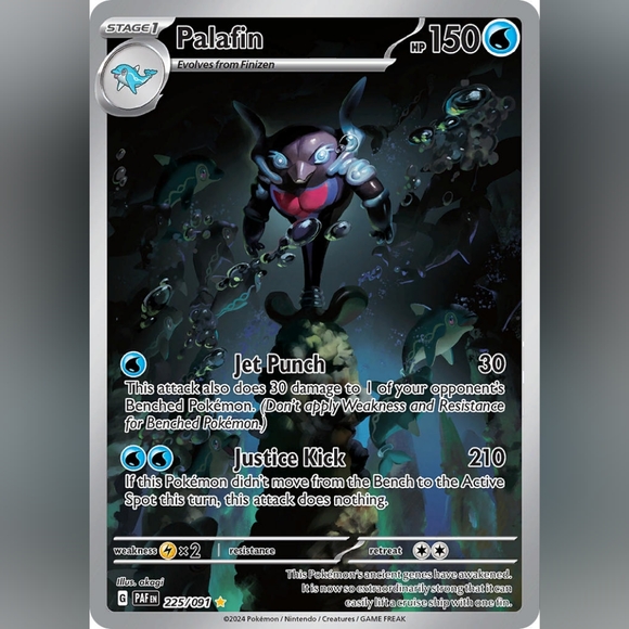 Palafin Paldean Fates Full Art Holo Pokemon Card 225/091 - Picture 1 of 4